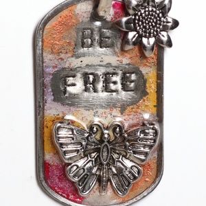 Be Free Butterfly Dog Tag Necklace